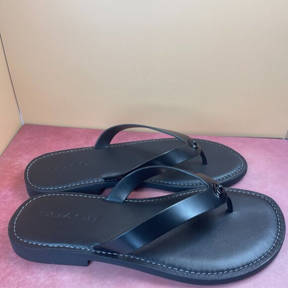 COACH BRIANNA LEATHER FLIP FLOP SANDALS (8) - Picture 8 of 14